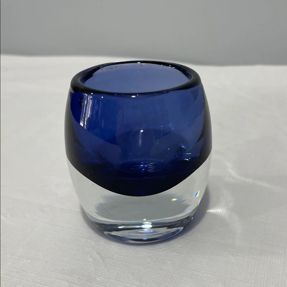 Crate&Barrel Diva Sapphire Blue Glass Candle Votive